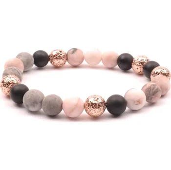 Náramek Moni dámský náramek jaspis zebra onyx láva rose gold