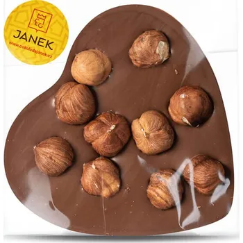 Čokoláda Velké mléčné čokoládové srdíčko s lískovými ořechy