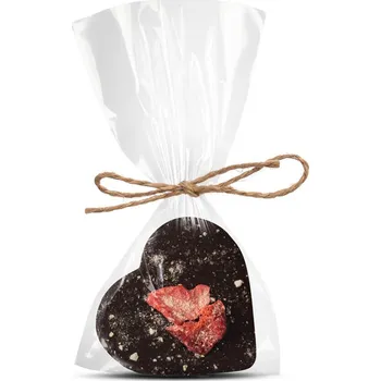 Čokoláda Hořké čokoládové srdíčko s lyofilizovanými jahodami a banánem