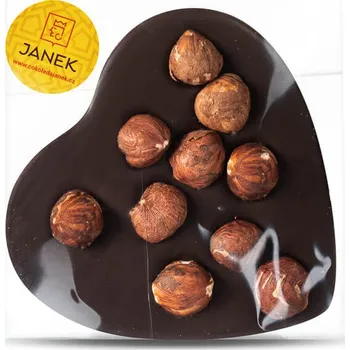 Čokoláda Velké hořké čokoládové srdíčko s lískovými ořechy