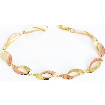 Náramek Dámský zlatý článkový rytý náramek ZLNA807 19 cm + Dárek zdarma