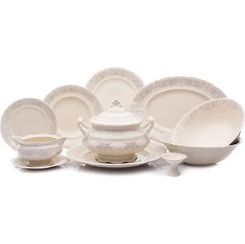 Jídelní set Leander Jídelní souprava Sonáta, šedá krajka, slonová kost, Leander, 25 dílná