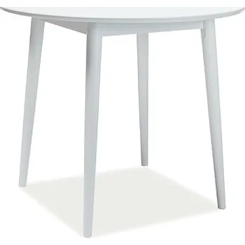 Jídelní stůl Kulatý jídelní stůl LARSON 90x90 cm, bílá MDF, přírodní dřevo