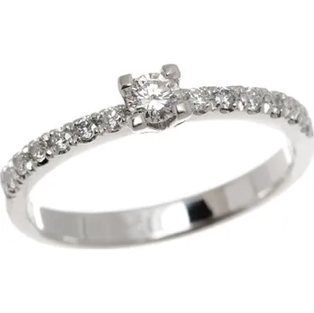 Prsten Zásnubní prsten z bílého zlata s diamanty BP0064 + DÁREK ZDARMA