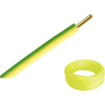 elektrický kabel Vodič H07V-U 2,5 žlutozelená (CY 2,5) balení 100 m (NKT Vodič CY 2,5 zelenožlutá H07V-U)