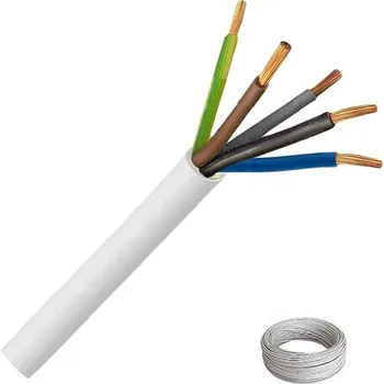 elektrický kabel Vodič H05VV-F 5Gx4 (CYSY) bílá balení 100 m