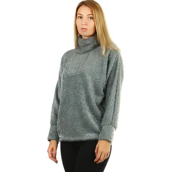 Dámský svetr Glara Dámský chlupatý rolák s netopýřími rukávy 489481 šedá one size