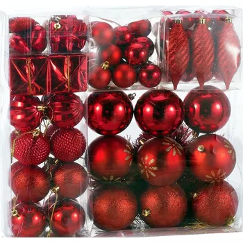 Vánoční dekorace Vánoční ozdoby sada 103 kusů | červené