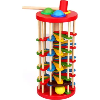 Dřevěná hračka Čína Montessori dřevěná věž s kuličkami