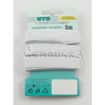 Textilní guma Pruženka bílá šíře 14,4mm délka 5m