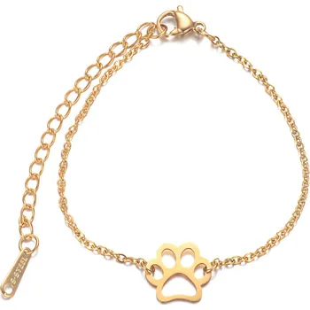Náramek Šperky4U Zlacený ocelový náramek psí tlapka - OPA1593-GD