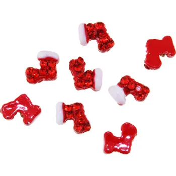 Umělé nehty 3D bižuterie na nehty, 1 ks - VÁNOČNÍ PONOŽKA (Kovové ozdoby na nehty - Ponožky)