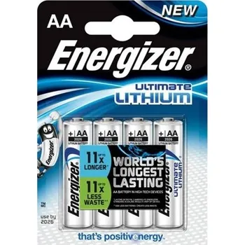Článková baterie Baterie Energizer Ultimate Lithium AA, LR6, tužková, 1,5V, blistr 4 ks
