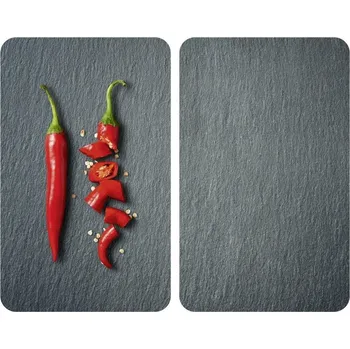 Příbor Deska varné desky, sada 2 odolných uměleckých tabulí +sada nožiček - tvrzené sklo, 30 x 52 cm, WENKO