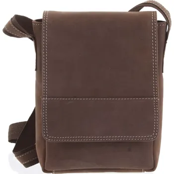 Kožená pánská crossbody taška na doklady hnědá broušená 0213 hnědá