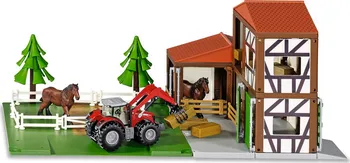 domeček pro figurky Siku Stáj s koňmi a traktorem