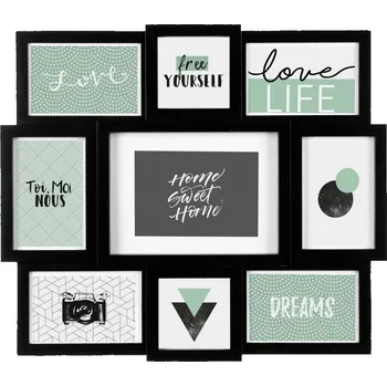 Rám na obraz Atmosphera Fotorámeček na 9 fotek, černý, rámeček na fotky, černý rámeček na fotky