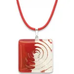 Skleněný přívěsek čtvercový červený SARAH se spirálou P0907