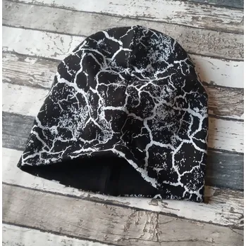 Kojenecká čepice Yháček Šmoulí čepička Yháček, oboustranná, Mramor na černé Velikost:: S