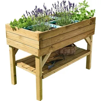 Vyvýšený záhon ASKO Záhon vysoký na nohách s poličkou 6 květináčů