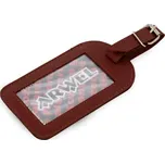 Hnědá kožená visačka na zavazadlo Brienli