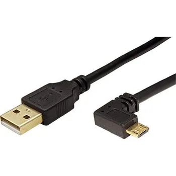 Datový kabel InLine USB 2.0 kabel USB A(M)-USB micro (M) lomený vpravo, 0,5m, černý, zlacené konektory (31705T) - 11.42.8889