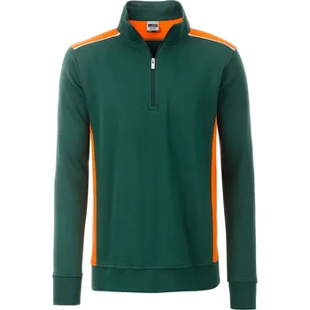 Pánská mikina Daiber Pánská pracovní mikina Color Halfzip Workwear Level 2 JN868 Barva: Zelená tmavá - Oranžová, Velikost: XS