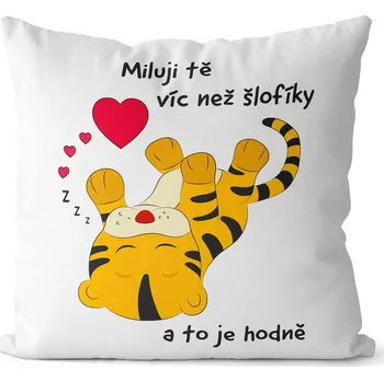 Dekorativní polštářek Polštář Miluji tě víc (Velikost: 40 x 40 cm)