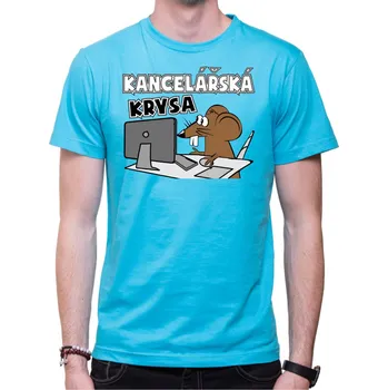 Tričko - Kancelářská krysa, Barva látky tyrkysová modrá, Střih Pánsky/UNISEX, Velikost M