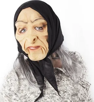 Karnevalová maska Rappa Maska čarodějnice šedivá s pohyblivou mimikou