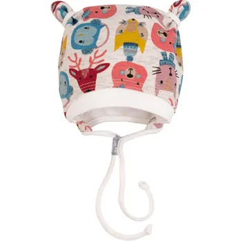Kojenecké oblečení hřejivá čepička s barevnými zvířátky