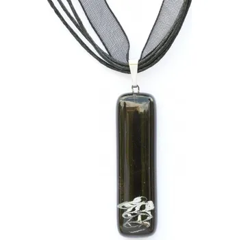 Přívěsek Skleněný přívěsek obdélníkový černý KIM P0806