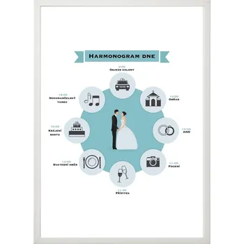 Svatební dekorace Svatební harmonogram kruh - 13 x 18 cm