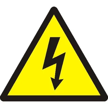 štítek "Blesk" bílá fólie, žlutočerný tisk 5x5cm, samolepka