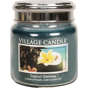 Svíčka Village Candle Tropical Getaway 397g - střední vonná svíčka ve skle Víkend v tropech