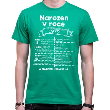 Pánská móda Retro tričko - Skvělý ročník 1979, Barva látky tyrkysová modrá, Střih Dámsky, Velikost XXL