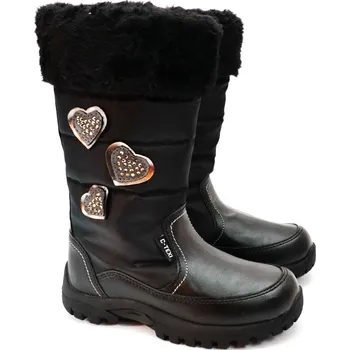 Dívčí kozačky V+J obuv Dívčí kozačky SPROX 490147 černé srdce Velikost: 31