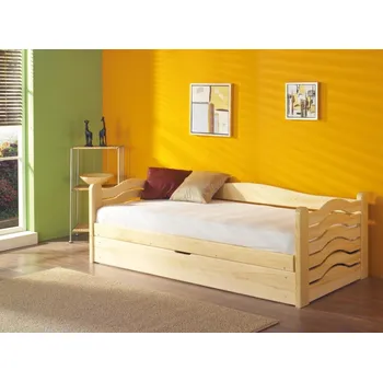 MebloBed Postel s úložným prostorem Olga 80x200 cm (Š 87 cm, D 208 cm, V 60 cm), Přírodní borovice, Přírodní borovice, bez matrací
