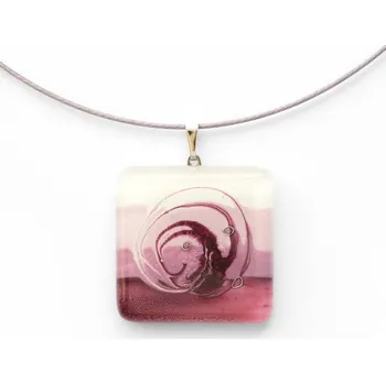 Přívěsek Skleněný přívěsek čtvercový růžový HELENE P1118