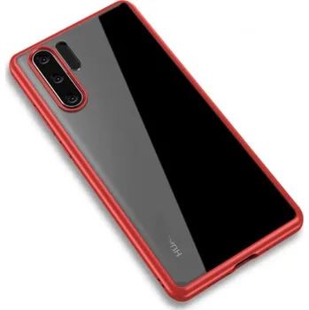 Pouzdro na mobilní telefon Ipaky čirý kryt s rámečkem pro Huawei P30 Pro - červený