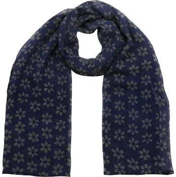 Šátek Hedvábný šátek 150 x 50 cm Květy modrý šifon