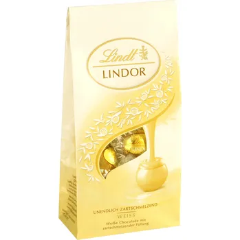 LINDT LINDOR ČOKOLÁDOVÉ KULIČKY BÍLÁ ČOKOLÁDA 136g NĚMECKO!