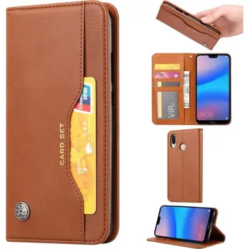 Pouzdro na mobilní telefon Kožené flipové pouzdro pro Huawei P20 Lite - hnědé