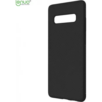 Pouzdro na mobilní telefon Lenuo plastový kryt s látkovou texturou pro Samsung Galaxy S10 Plus - černý