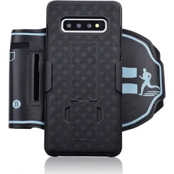 Pouzdro na mobilní telefon Sportovní kryt s popruhem na paži a stojánkem pro Samsung Galaxy S10