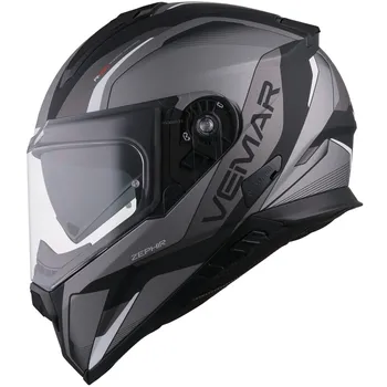 Helma na motorku Vemar Zephir Lunar stříbrná/bílá/černá matná