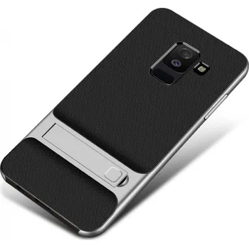 Pouzdro na mobilní telefon Elegance plastový kryt se stojánkem pro Samsung Galaxy A6 (2018) - stříbrný