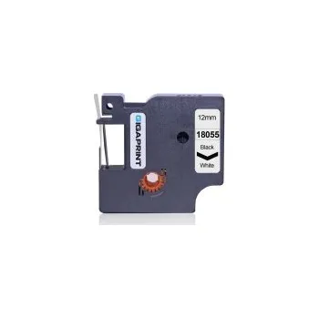 Pásek do tiskárny Gigaprint za páska DYMO 18055 12mm černý tisk/bílý podklad, RHINO, smršťovací bužírka - kompatibilní