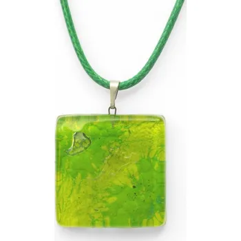 Přívěsek Skleněný přívěsek čtvercový zelený DAISY P1404