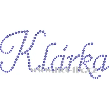 KLÁRKA II. - jméno hot-fix nažehlovací kamínkový potisk na textil, rozměr cca 13,6x6,0cm barva: kameny barva 101 Crystal /stříbrná